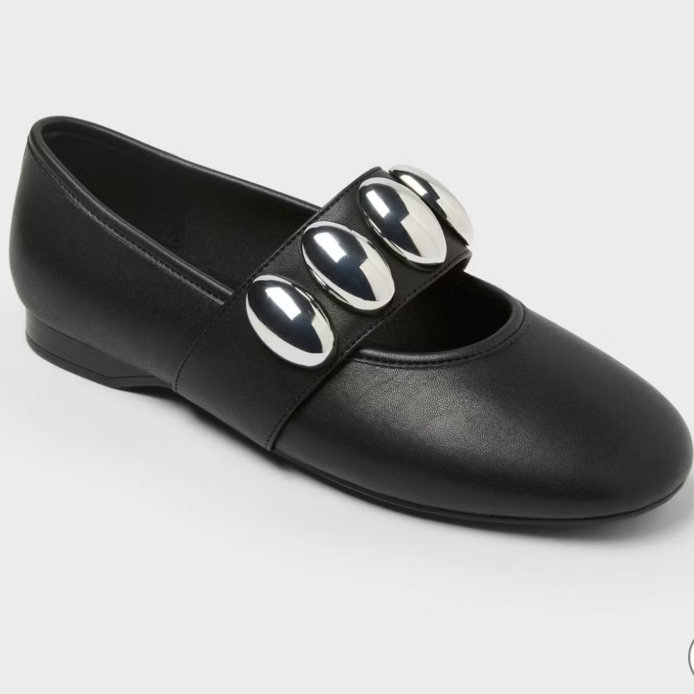 a new day Black Flats with Silver Accents